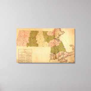 MassachusettsPanoramic MapMassachusetts Canvastryck