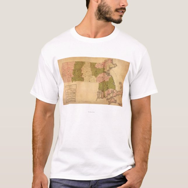 MassachusettsPanoramic MapMassachusetts Tee Shirt (Framsida)