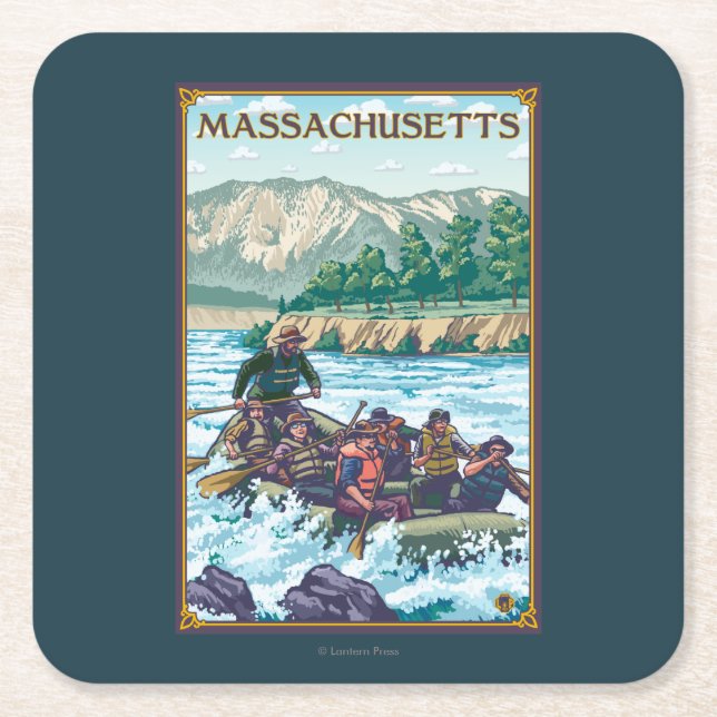 MassachusettsRiver som Rafting plats Underlägg Papper Kvadrat (Framsidan)