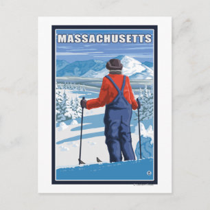 MassachusettsSkier Admiring View Vykort