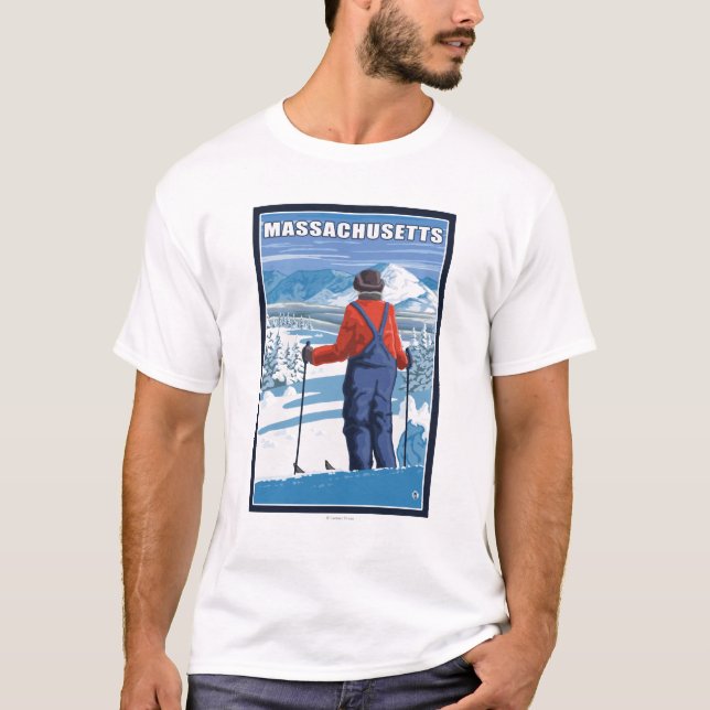 MassachusettsSkier att beundra beskådar T Shirt (Framsida)
