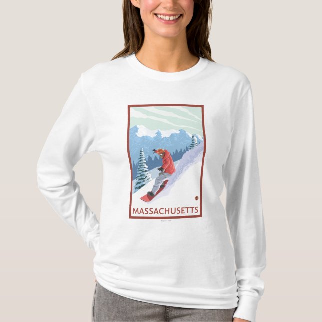 MassachusettsSnowboarder plats T Shirt (Framsida)