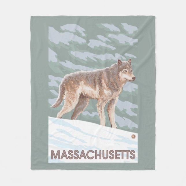 MassachusettsWolf plats Fleecefilt (Framsidan)