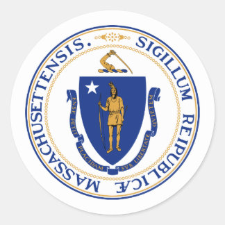 Massachusite Seal, försegling till Massachusetts S Runt Klistermärke