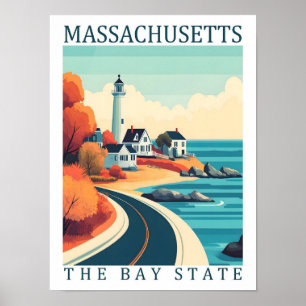 Massachussets Bay State USA Travel Ställe Poster