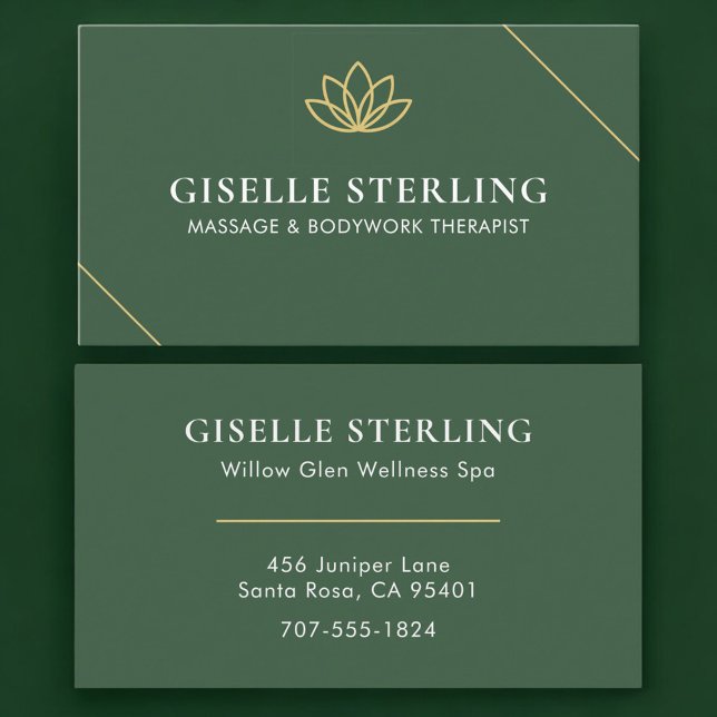 Massage & Bodywork Terapeut Grönt Guld Visitkort (Skapare uppladdad)