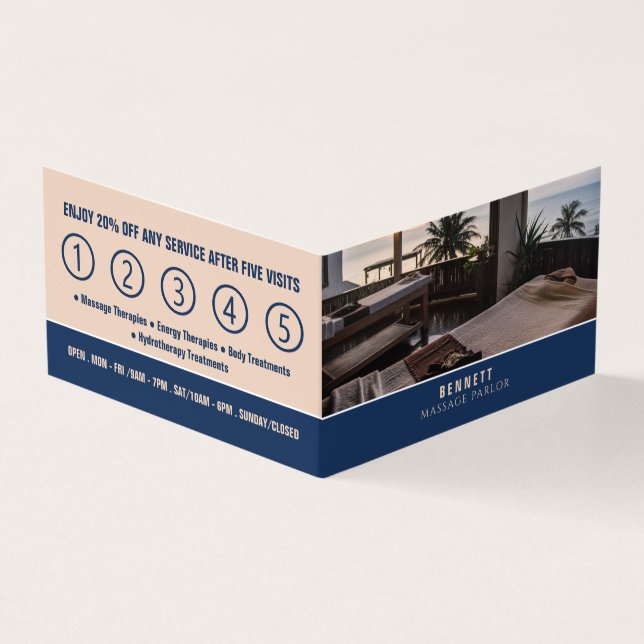 Massage Bord, Massage Therapist, Parlor Loyalty Visitkort (Utsida)