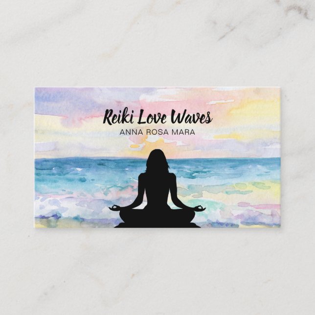 Massage för meditation för soluppgång för *~*Reiki Visitkort (Framsida)