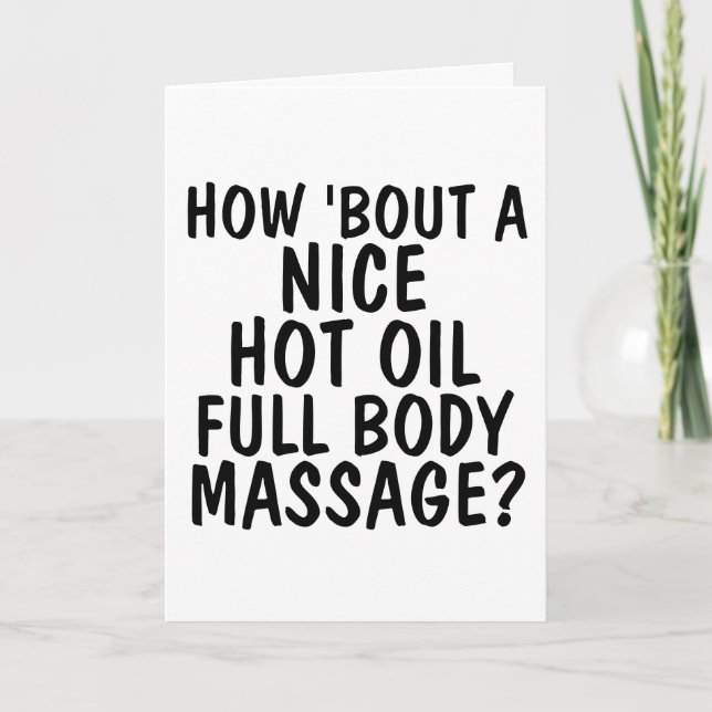 MASSAGE GREETCARDS hett OIL BODY BUDY Kort (Framsida)