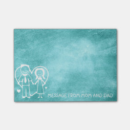 Massage i Chalkboard Mint Blue för familjen mamma  Post-it Block