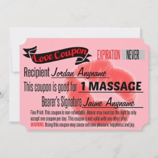 MASSAGE Kärlek-kupong med Läppar