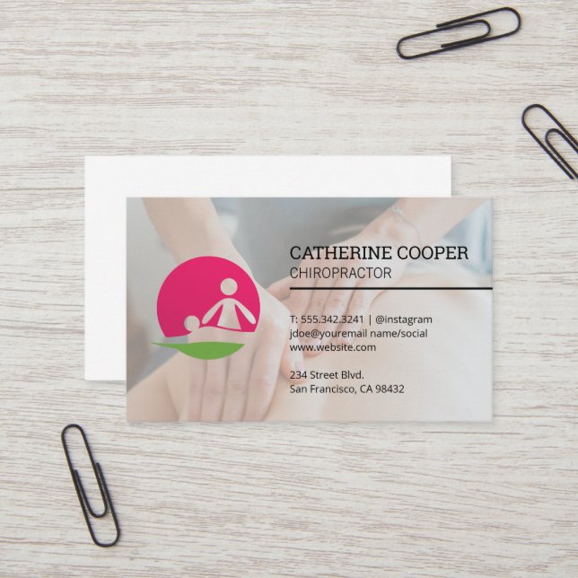 Massage Logotyp | Affärskortet Chiropractor Sessio Visitkort (Fram/Back In Situ)
