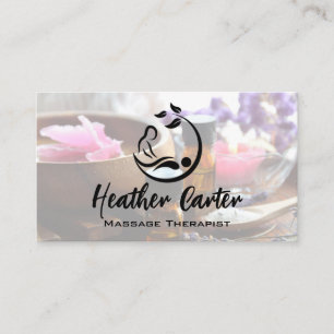 Massage Logotyp Affärskortet Spa Oils Salts Visitkort