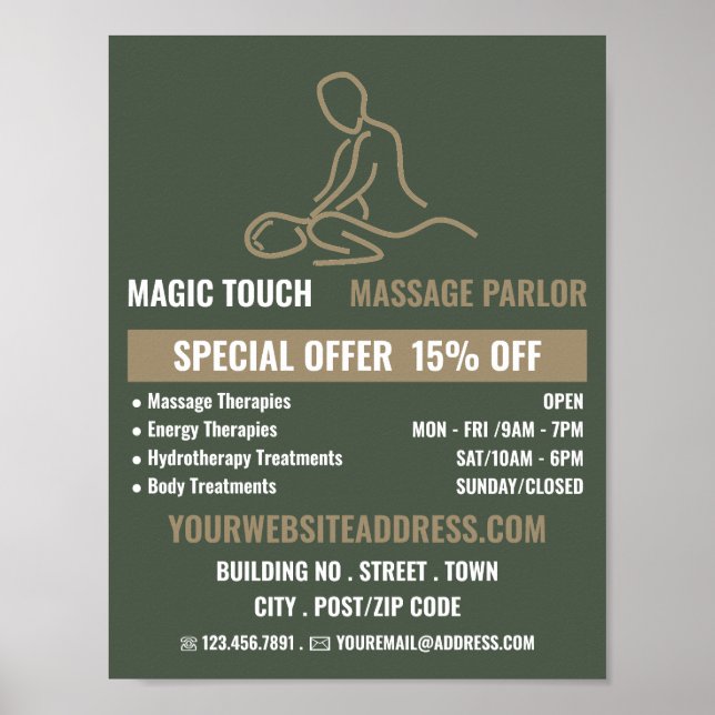 Massage Logotyp, massagebehandling, massage Parlor Poster (Framsidan)