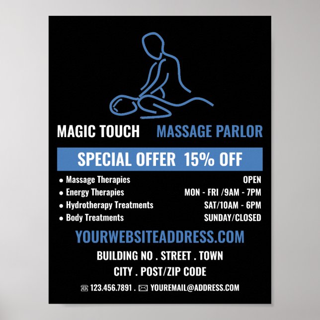 Massage Logotyp, massagebehandling, massage Parlor Poster (Framsidan)