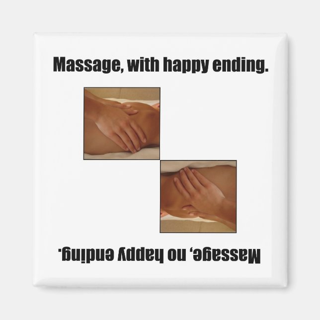 Massage, med Lycklig slut. Magnet (Framsidan)