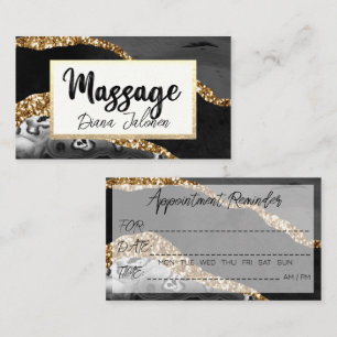 Massage Möte Reminder Guld Black Marble Visitkort