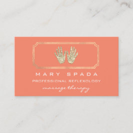 Massage Reflexology Glitter Händer Coral Guld QR Visitkort
