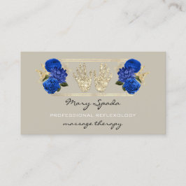 Massage Reflexology Glitter Händer Guld QRCode Blu Visitkort