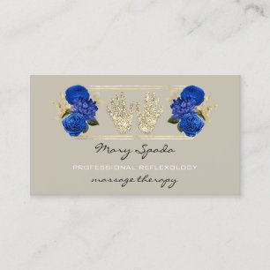 Massage Reflexology Glitter Händer Guld QRCode Blu Visitkort