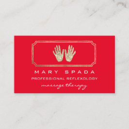 Massage Reflexology Glitter Händer Red Guld QR QR Visitkort