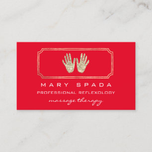 Massage Reflexology Glitter Händer Red Guld QR QR Visitkort
