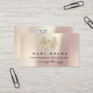 Massage Reflexology Glitter Händer Ro Guld QRCODE Visitkort