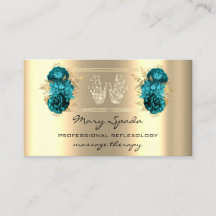 Massage Reflexology Reiki Händer Faux Guld QR Teal