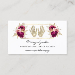 Massage Reflexology Reiki Händer Guld QR Code Rosa Visitkort