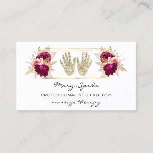 Massage Reflexology Reiki Händer Guld QR Code Rosa Visitkort