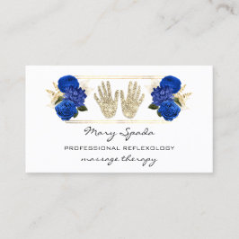 Massage Reflexology Reiki Händer Guld QRCode White Visitkort