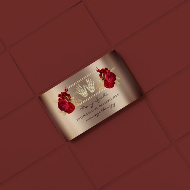 Massage Reflexology Reiki Händer Ro Guld QR-kod Visitkort (Skapare uppladdad)