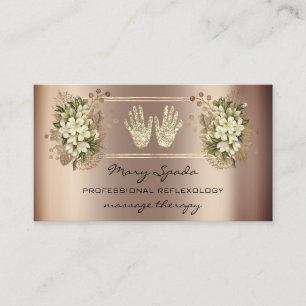 Massage Reflexology Reiki Händer Ro Guld QRFloral Visitkort