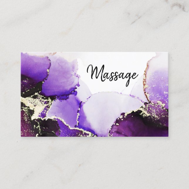 *~* Massage Reiki Hair Nagel Lash Lila Guld Visitkort (Framsida)