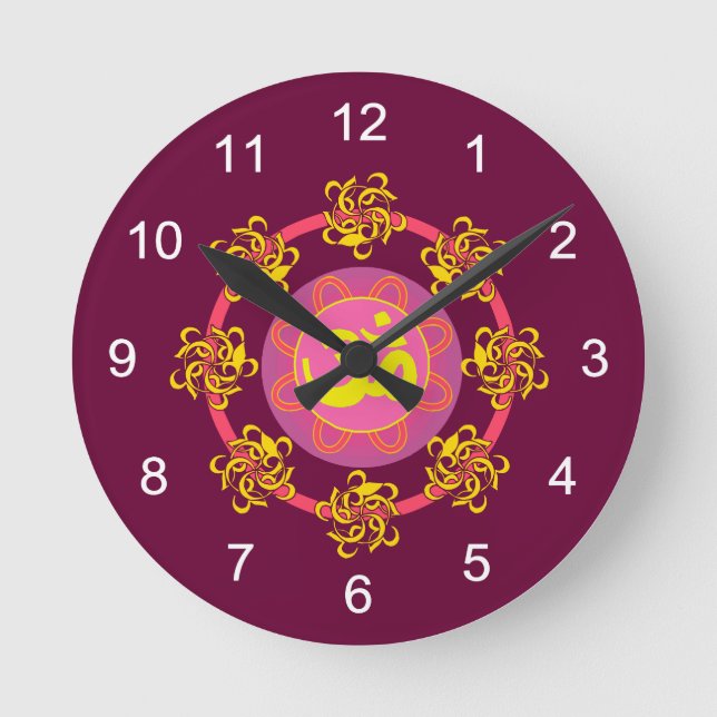 Massage Room Clocks - Om Mandala Rund Klocka (Framsida)