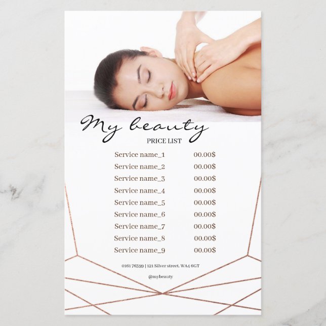 Massage Salon White Background & Ram Pris List (Framsida)