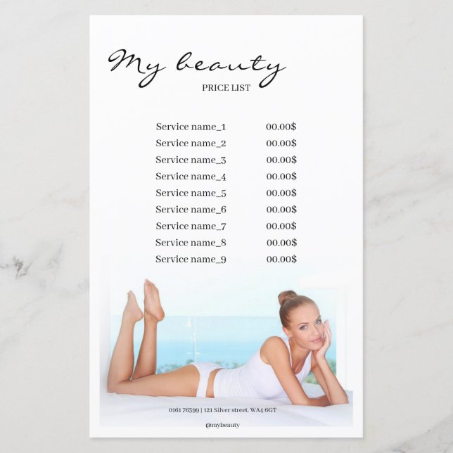 Massage Salon White Background & Ram Pris List (Framsida)