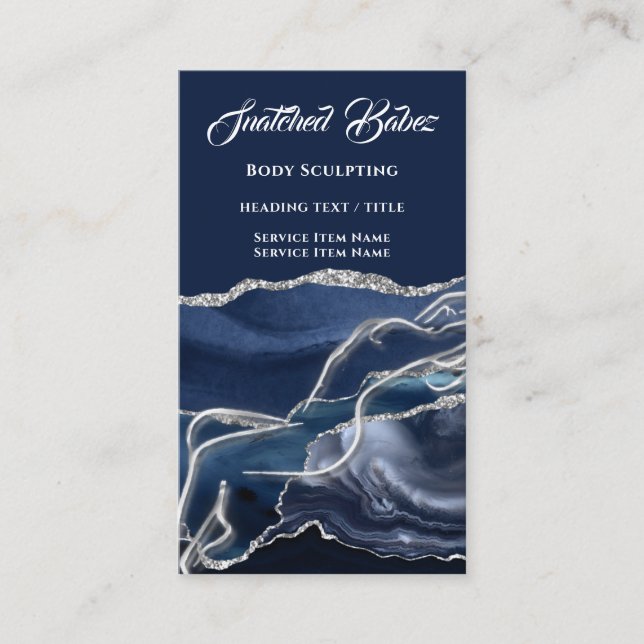 Massage Sculpting Logotyp Guld SPA Blue Navy Visitkort (Framsida)