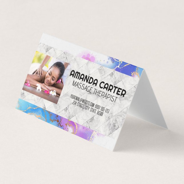 Massage Session | Vattenfärg | Marble Visitkort (Framsida)