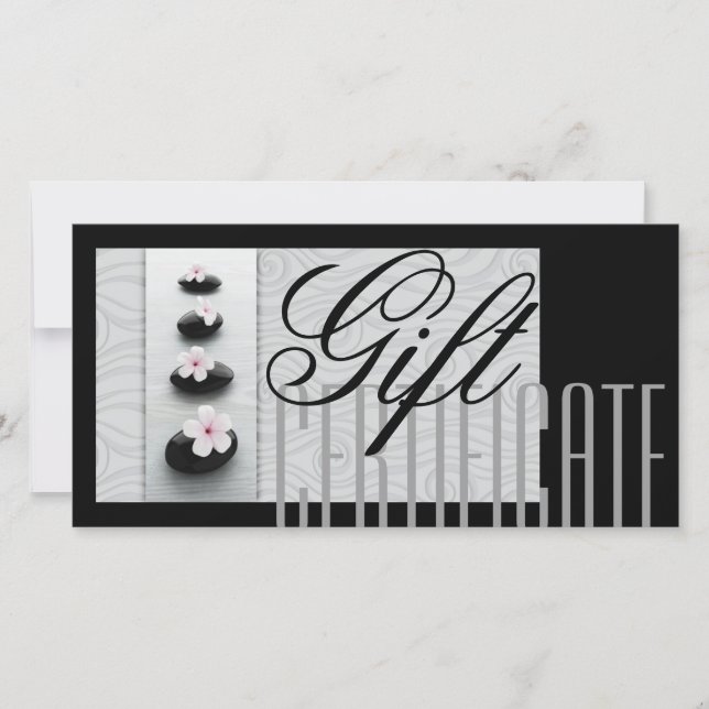 Massage Spa Gift-certifikat Healing Black Stones Tack Kort (Framsida)