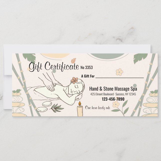 Massage Spa Gift-certifikat Inbjudningar (Framsida)
