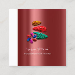 Massage Spa Hälsa Blommigt Stone Logotyp Burgundy Tidsbeställning Kort