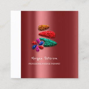 Massage Spa Hälsa Blommigt Stone Logotyp Burgundy Tidsbeställning Kort