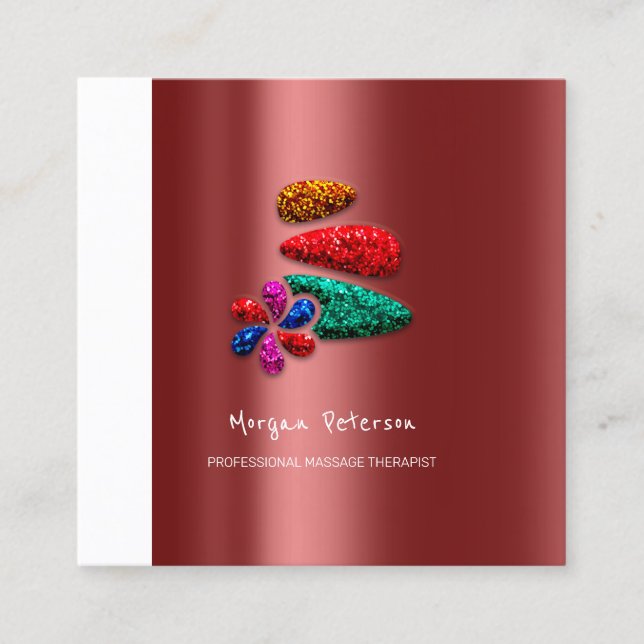 Massage Spa Hälsa Blommigt Stone Logotyp Burgundy Tidsbeställning Kort (Framsida)