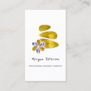 Massage Spa Hälsa Blommigt Stone Logotyp Guld Tidsbeställning Kort
