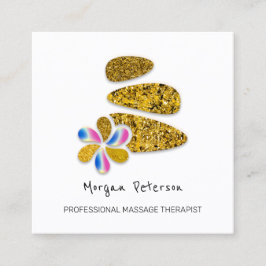 Massage Spa Hälsa Flower Glitter Guld Logotyp Tidsbeställning Kort