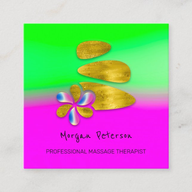 Massage Spa Hälsa Flower Rosa Guld Logotyp Tidsbeställning Kort (Framsida)