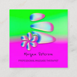 Massage Spa Hälsa Flower Rosa Holograph Tidsbeställning Kort