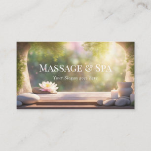 Massage & Spa pastellfärgade läkande stenar & Lotu Visitkort