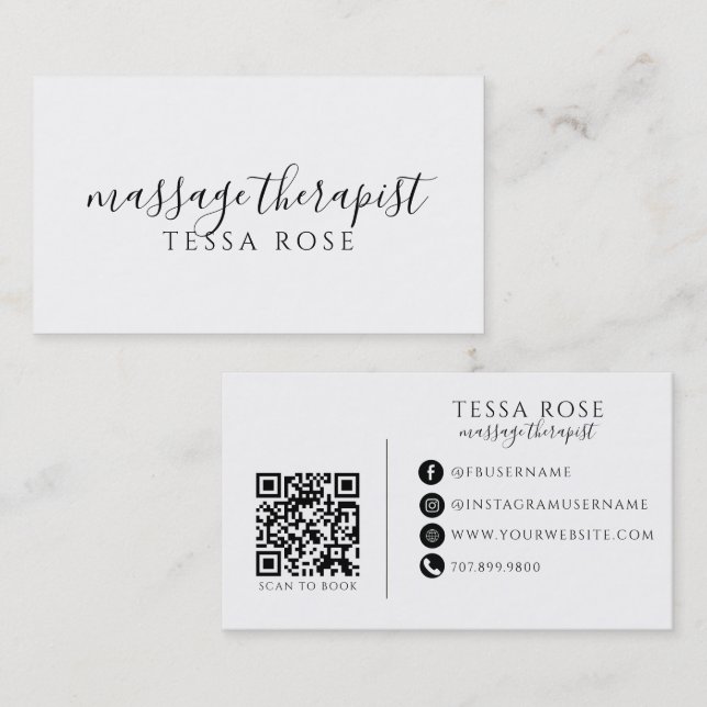 Massage Terapeut QR-kod  Visitkort (Fram/baksida)